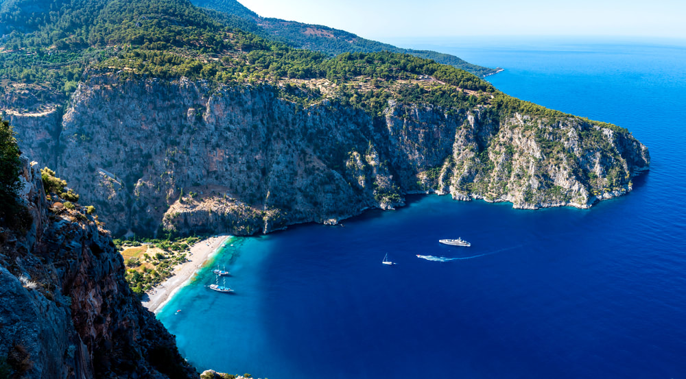 Panoramic Aerial View of Oludeniz's Butterfly Valley, a Natural Marvel